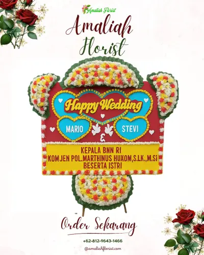 Karangan Papan Bunga Pernikahan di Watujaya